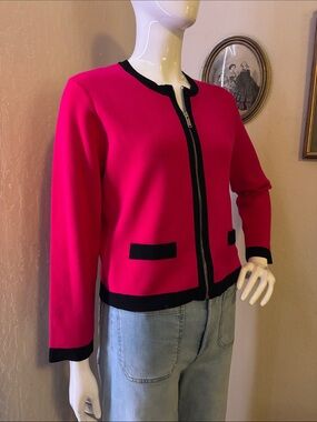 Zara Hot Pink and Black Trim Zip Front Jacket